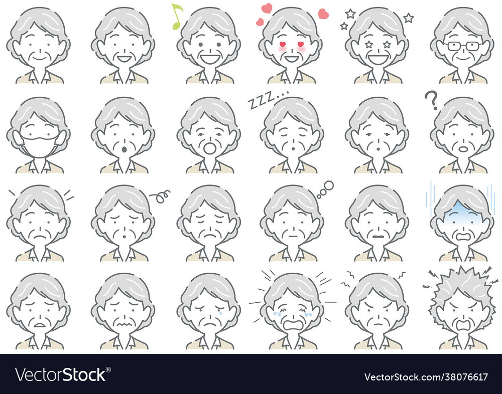 Businesswoman various facial expressions set