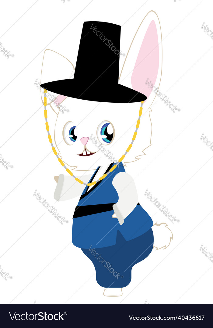 Cartoon bunny in hanbok