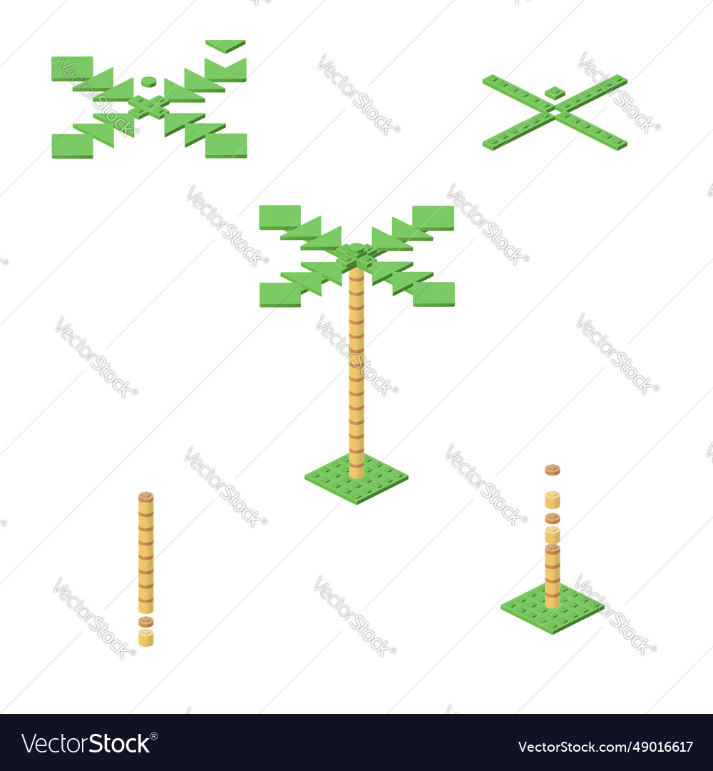 Concept with a palm tree in isometric style Vector Image Concept with a palm tree in isometric style