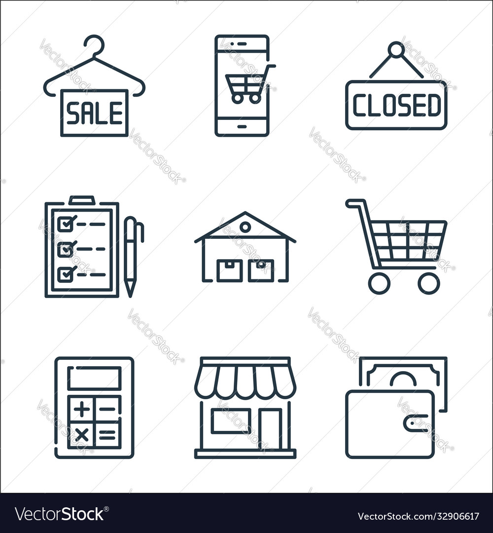 Ecommerce line icons linear set quality