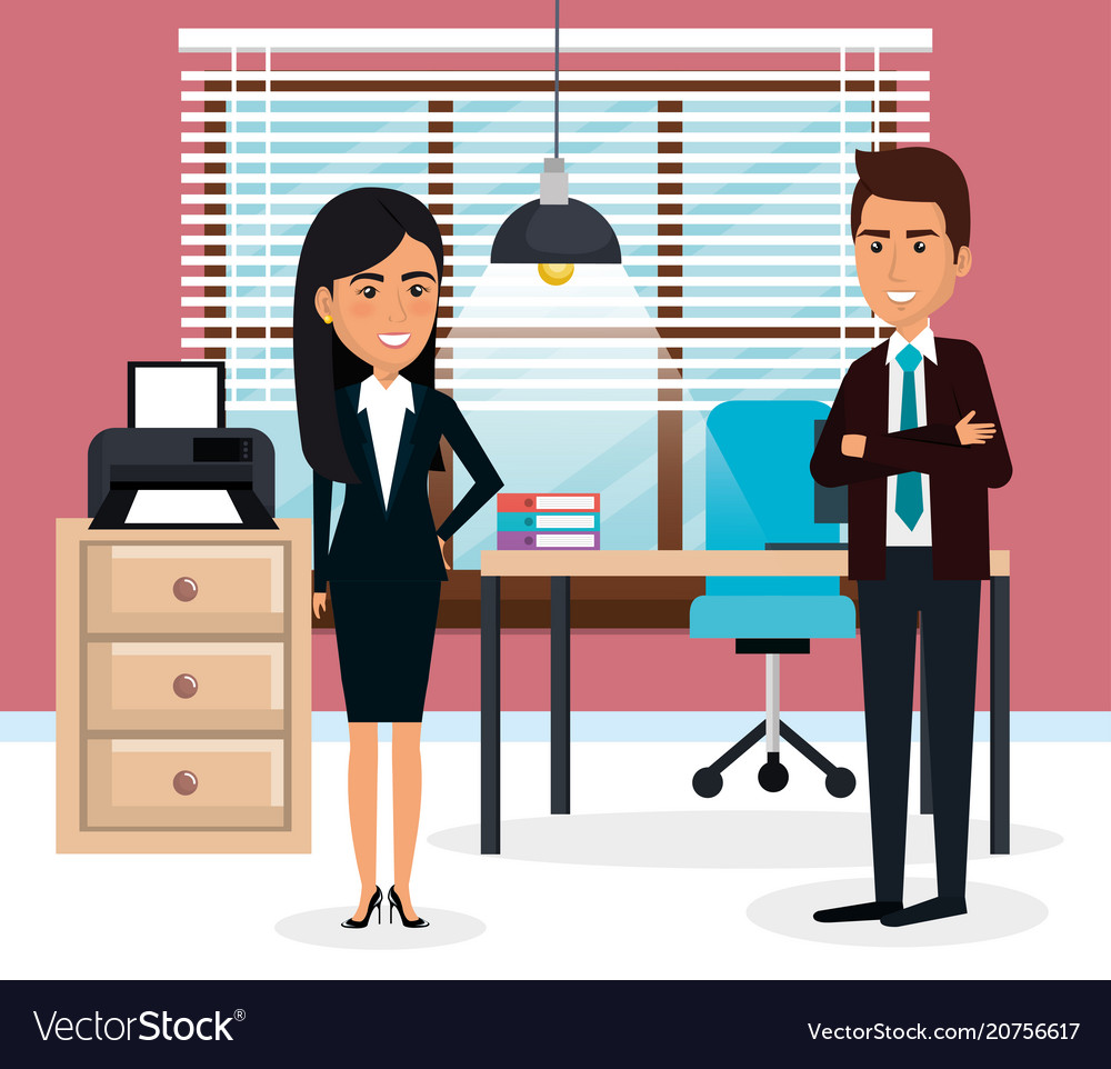 Elegant business people in the office scene