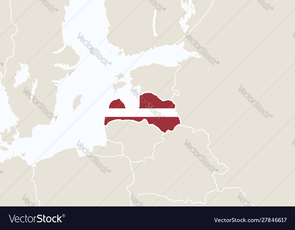 Europe with highlighted latvia map Vector Image Europe with highlighted latvia map