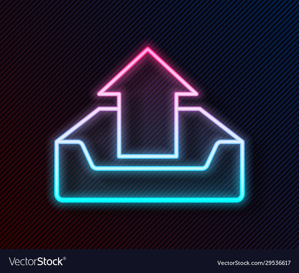 Glowing Neon Line Upload Inbox-Symbol isoliert vector image Glowing Neon Line Upload Inbox-Symbol isoliert