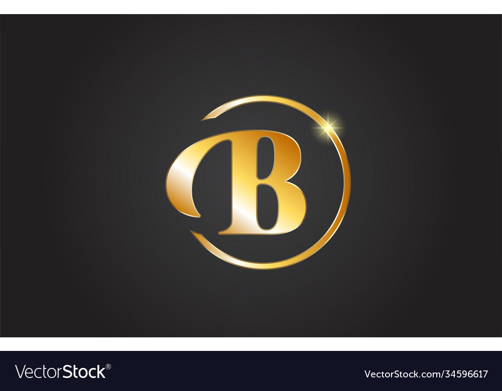 Golden B Alphabet Letter Logo Icon In Yellow Vector Image