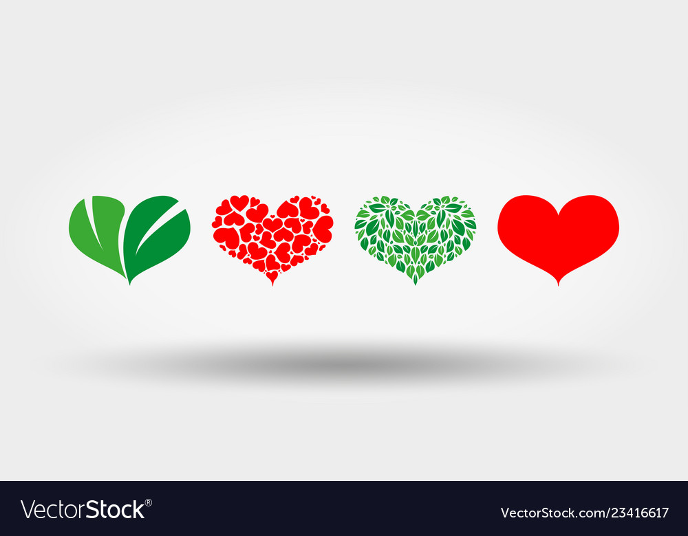 Hearts set icon flat design