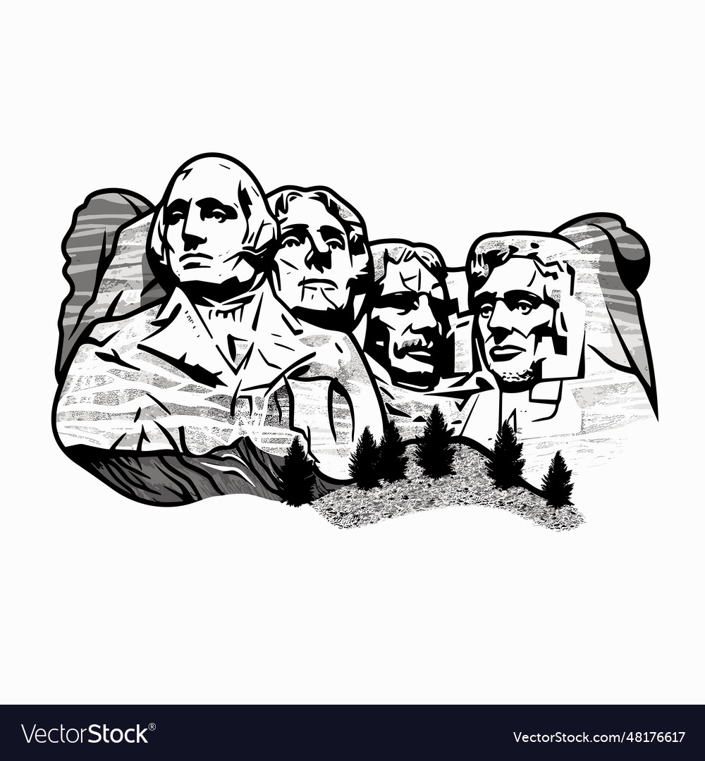 Mount rushmore hand-drawn comic Royalty Free Vector Image