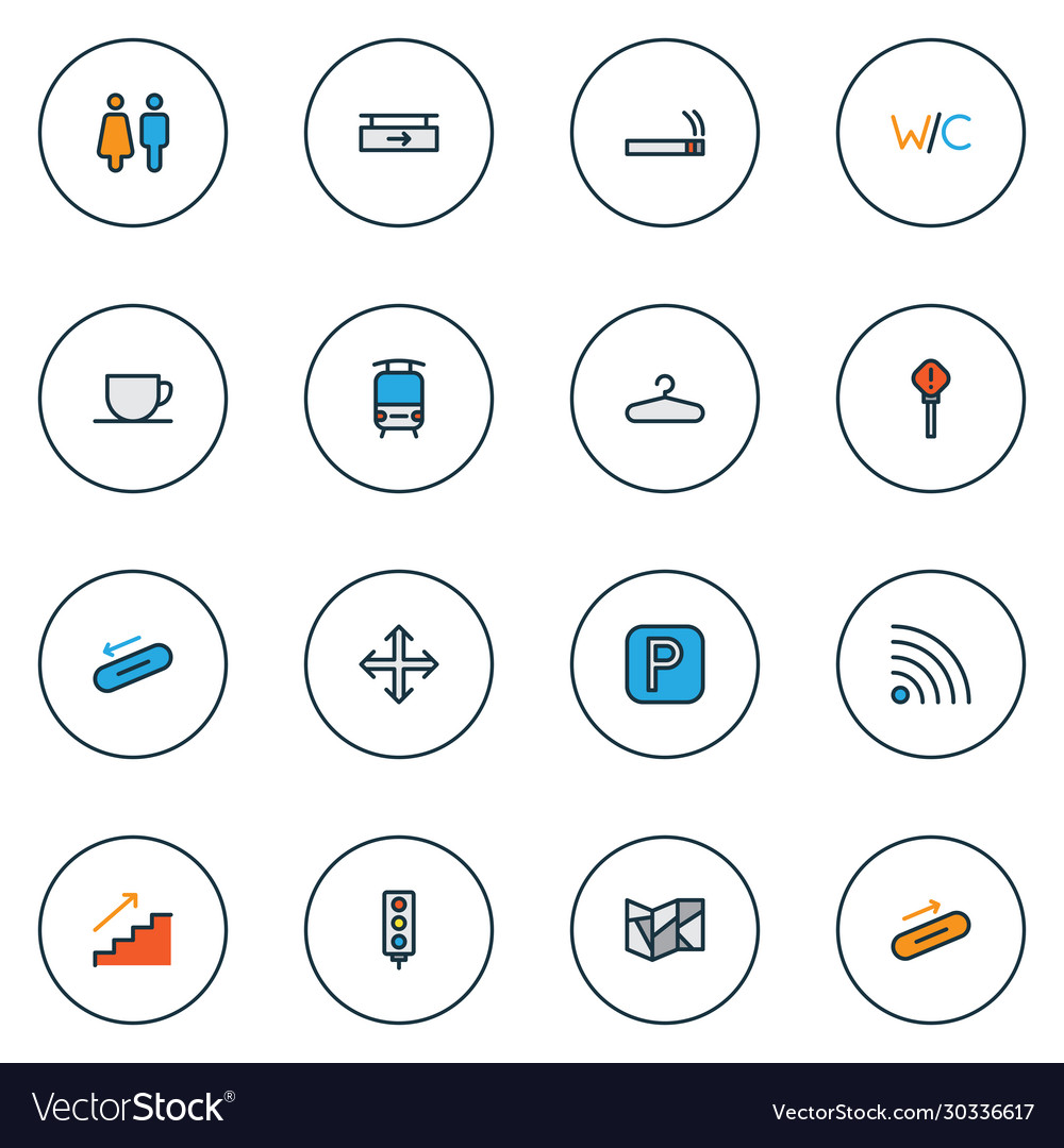 Navigation icons colored line set with wifi vector image Navigation icons colored line set with wifi