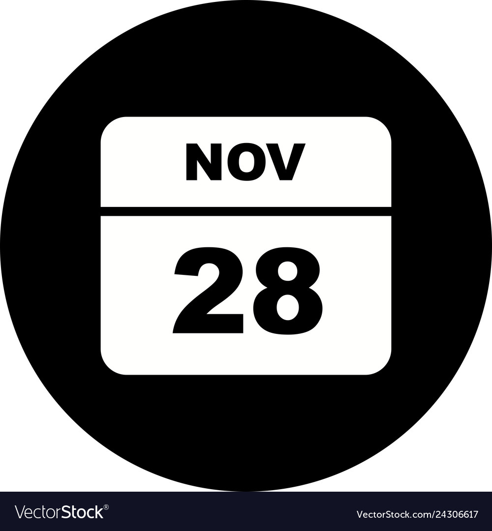 November 28th date on a single day calendar Vector Image