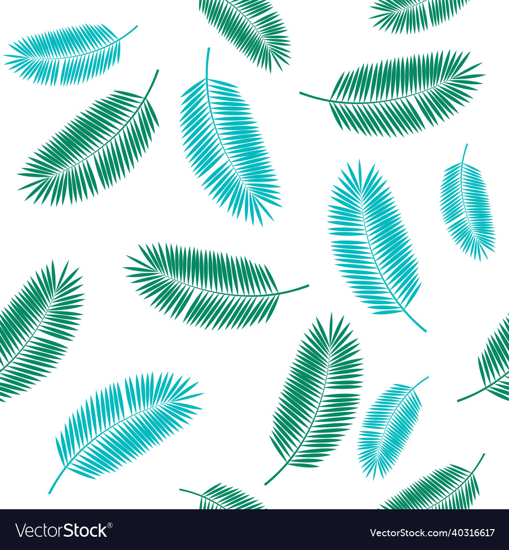 Palm leaf seamless pattern background vector image Palm leaf seamless pattern background