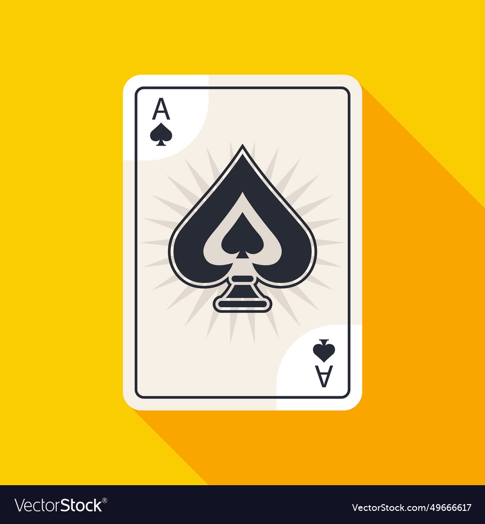 Playing card ace of spades on a yellow background