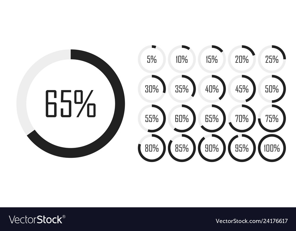 set-circle-percentage-diagrams-from-0-to-100-vector-image