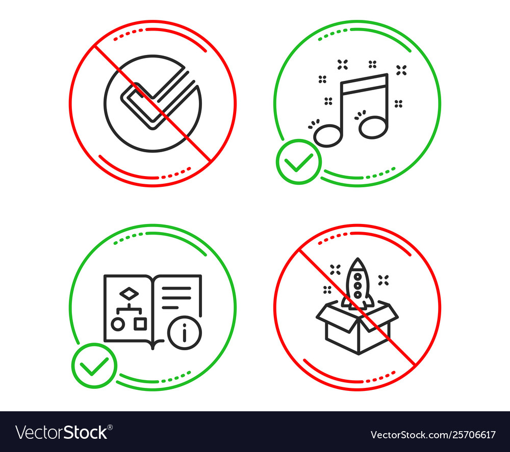 Verify technical algorithm and musical note icons vector image Verify technical algorithm and musical note icons