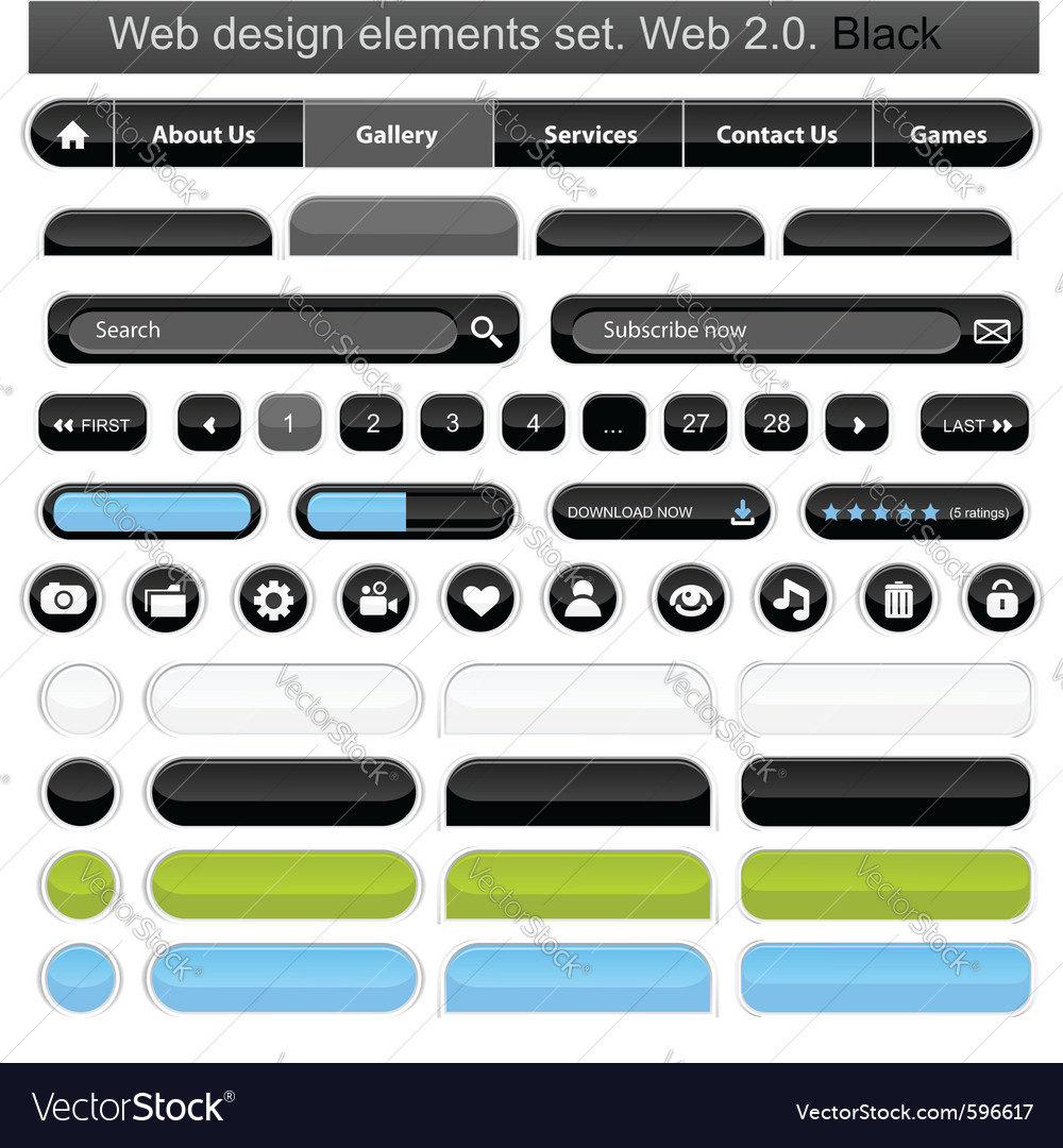 Web design elements set white