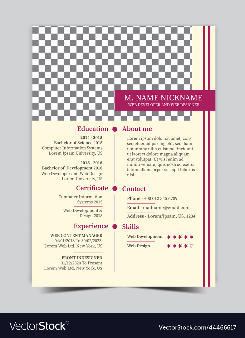 Web developer resume cv design template