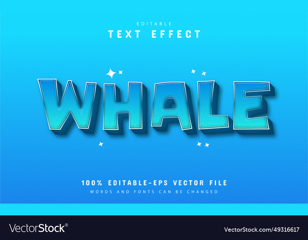 Whale text effect with blue gradient vector image Whale text effect with blue gradient