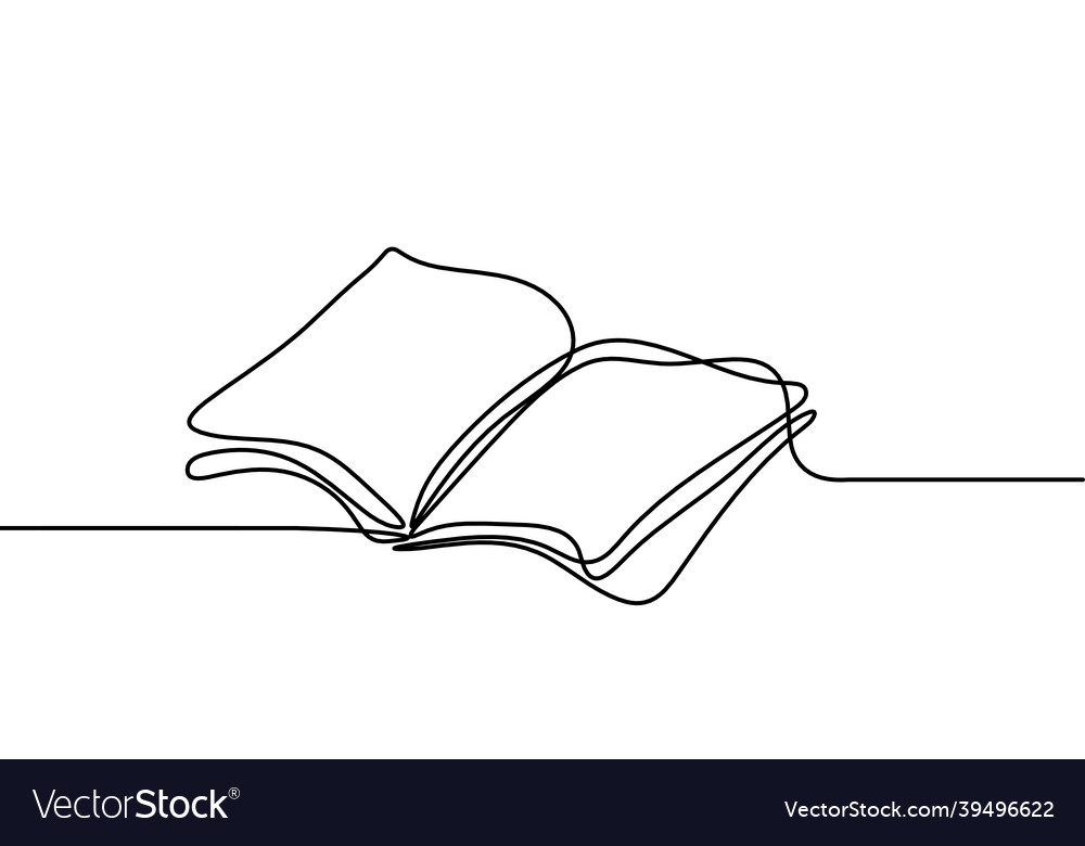 Abstract open book as line drawing on white