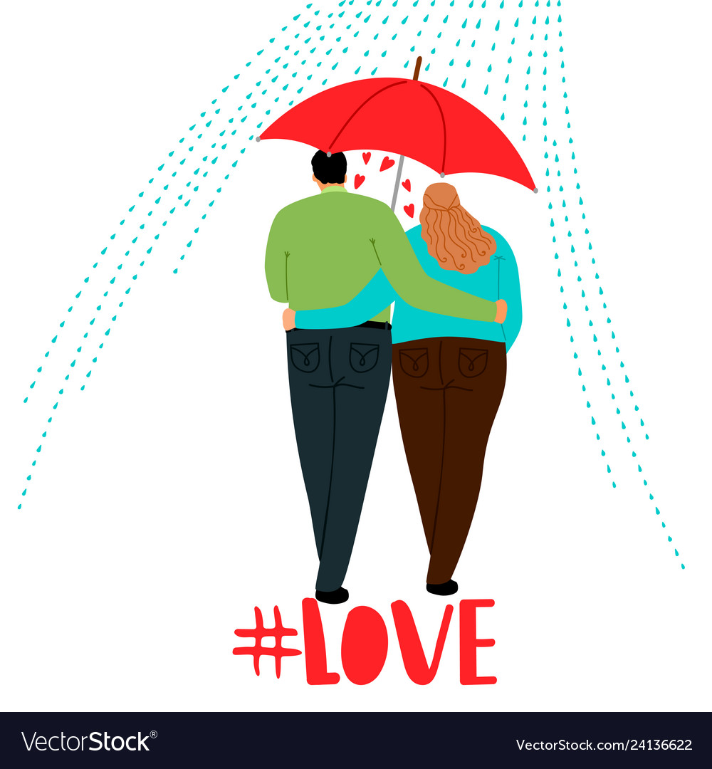 Couple in love with umbrella