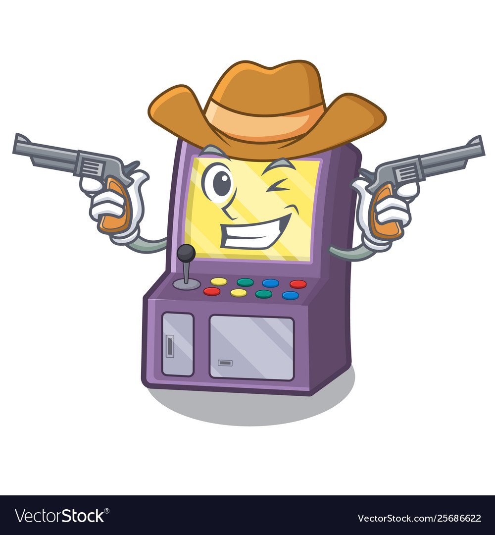 Cowboy arcade machine isolated with character