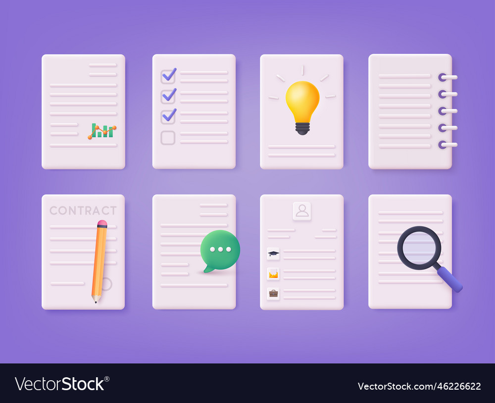 Documents icon set includes icons as report Vector Image