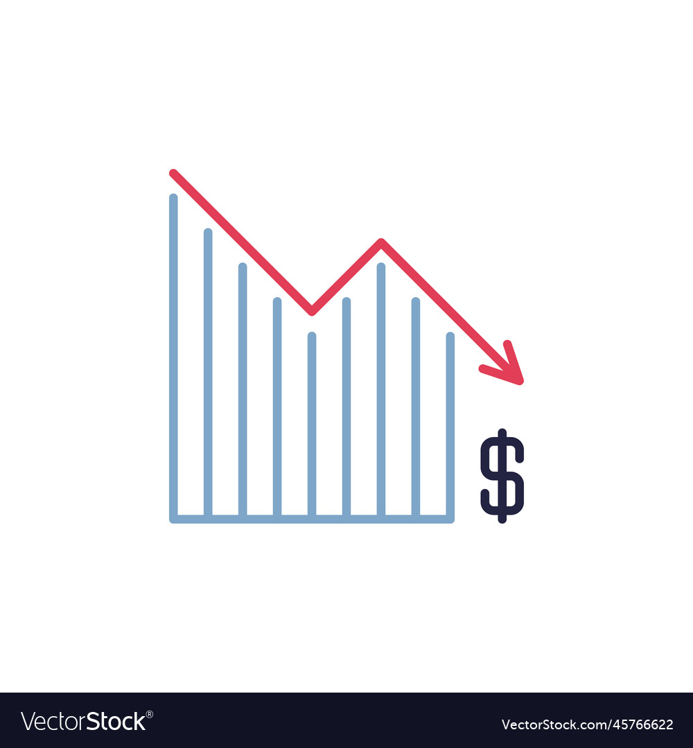 Dollar falling chart devaluation and financial Vector Image