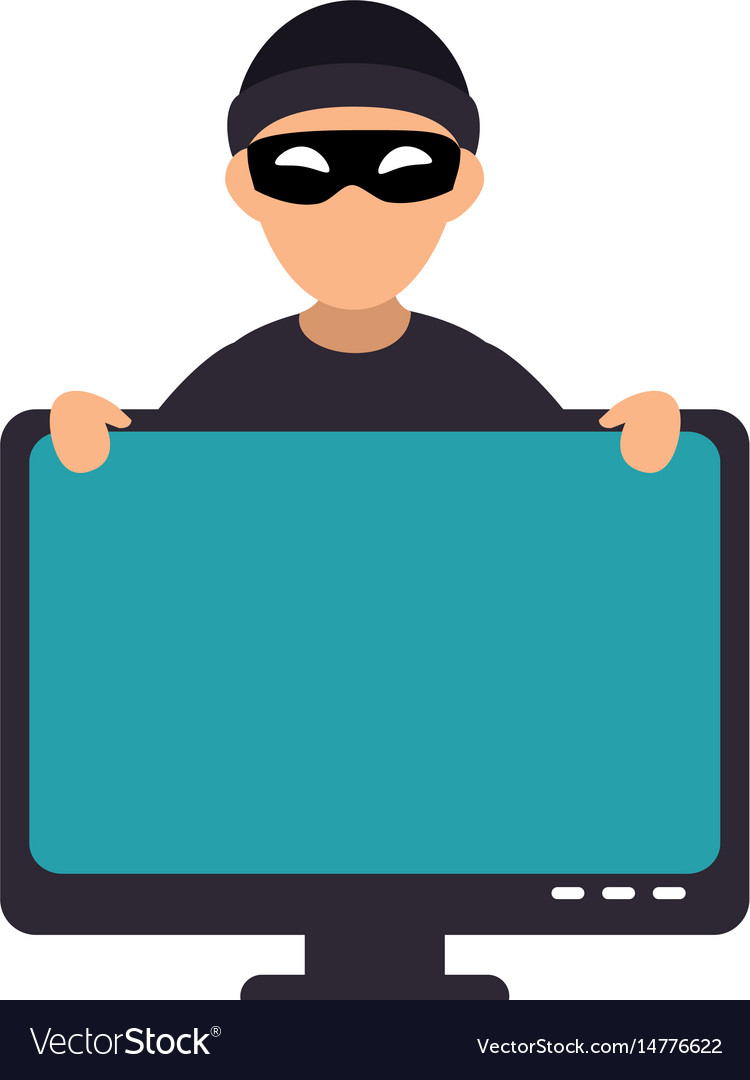 Hacker with computer avatar character