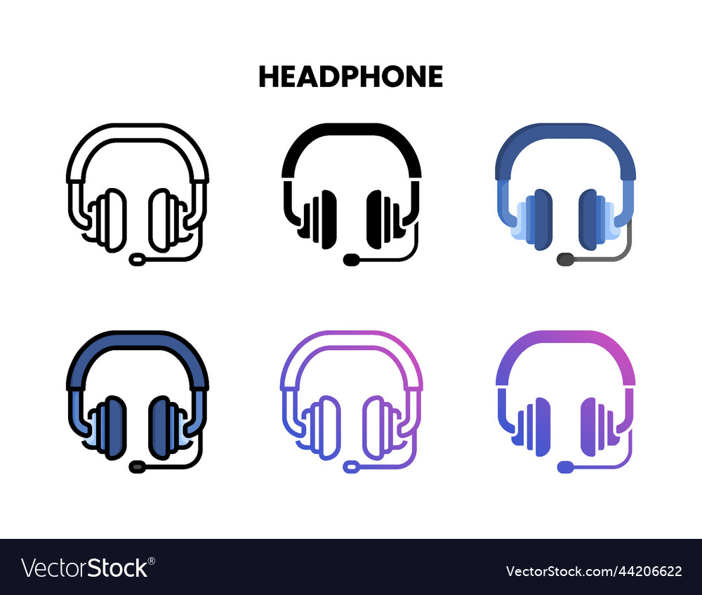 Headphone icon set with different styles vector image Headphone icon set with different styles