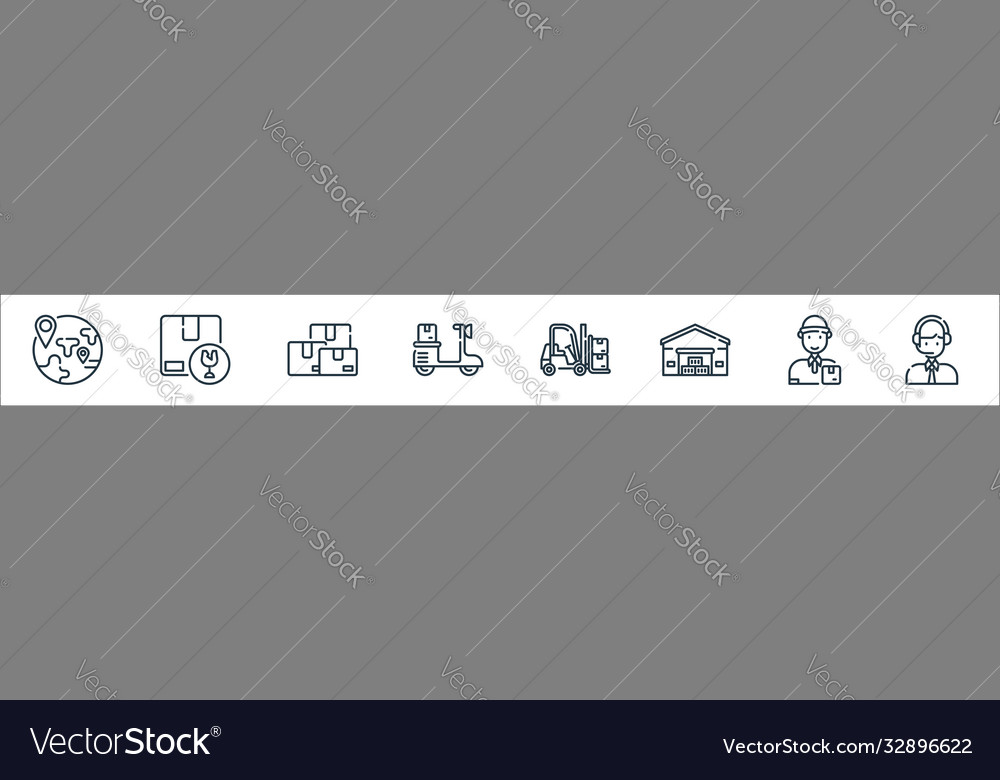Logistic and delivery line icons linear set
