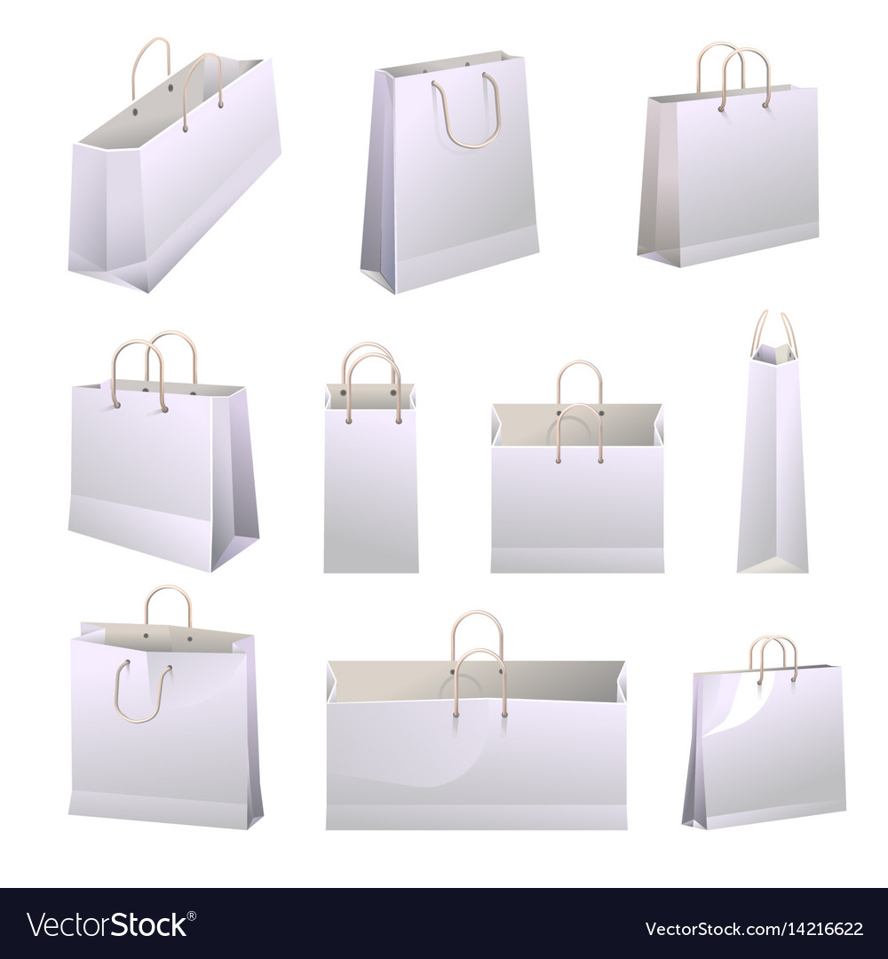 Paper shopping bags with handles collections on Vector Image