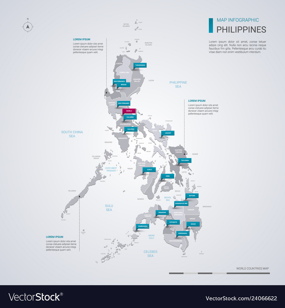 Philippines map with infographic elements pointer