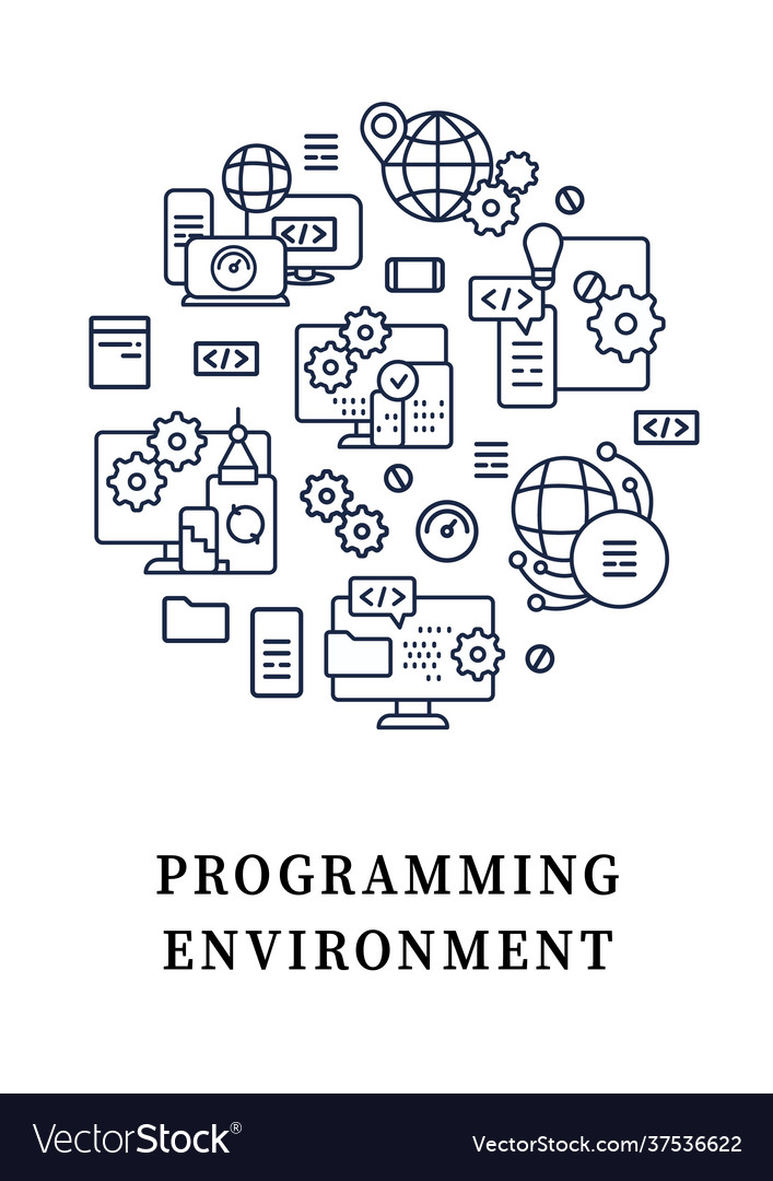 Programming environment circle posters vector image Programming environment circle posters