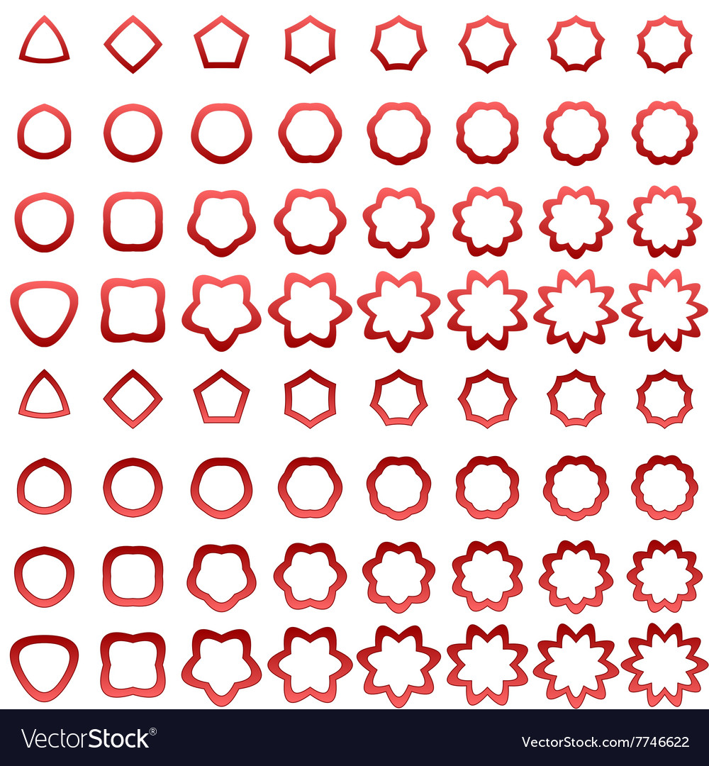 Red curved polygon shape icon collection