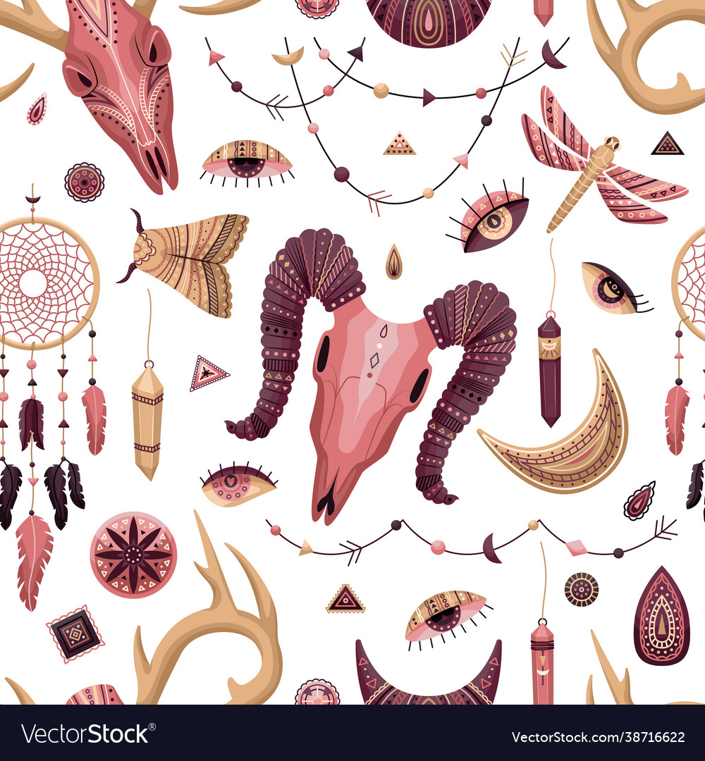 Seamless pattern with boho bohemian background vector image Seamless pattern with boho bohemian background