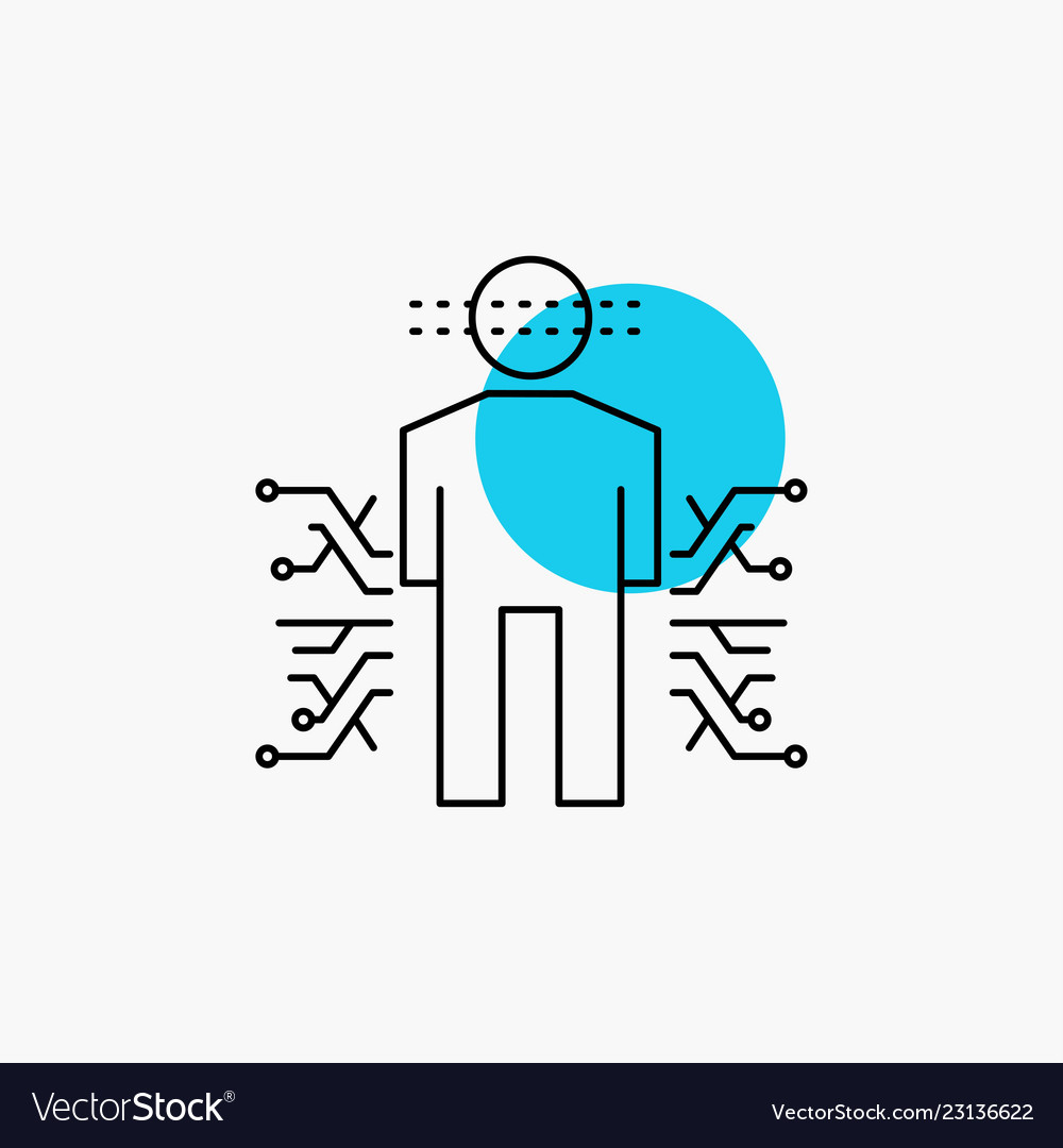Sensor body data human science line icon