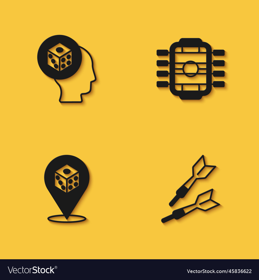 Set game dice dart arrow and table football icon