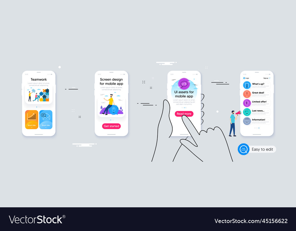 Set of graph chart scroll down and swipe up line vector image Set of graph chart scroll down and swipe up line