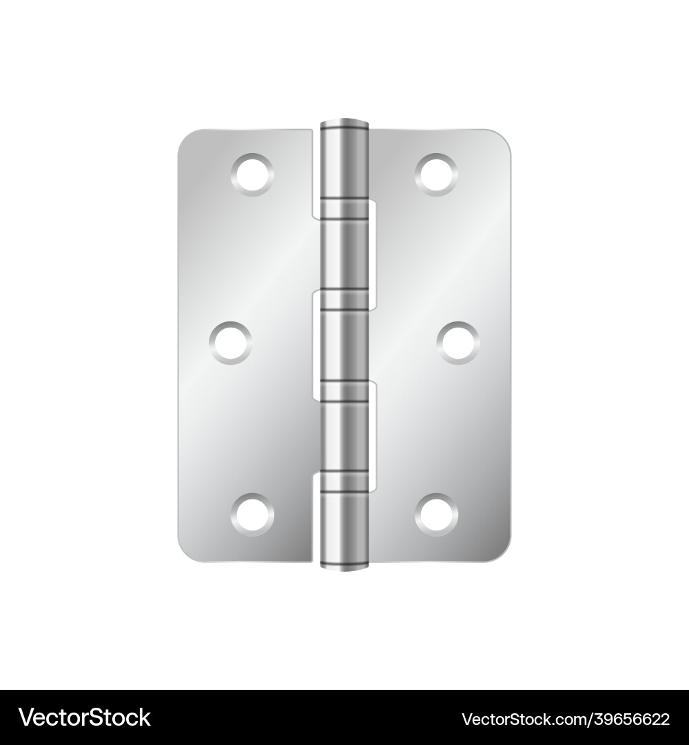 Silver door hinges realistic metallic mortise Vector Image
