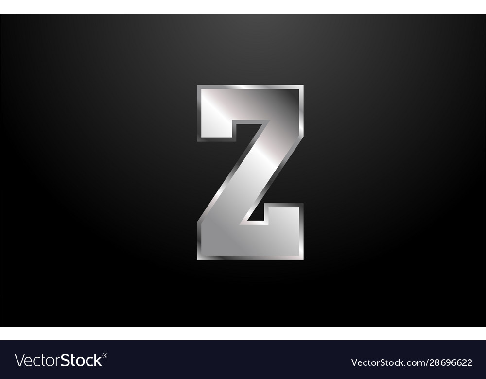 Silver metal alphabet letter z logo icon design