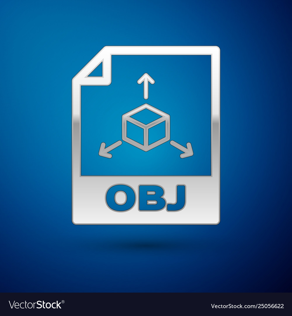 Silver obj file document icon download button Vector Image Silver obj file document icon download button