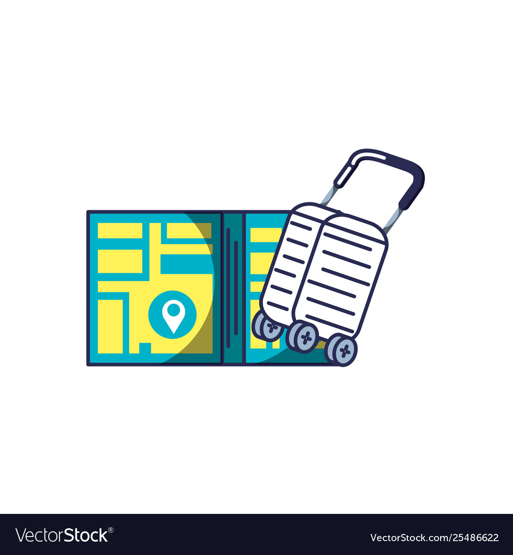 Suitcase with wheels and map guide location