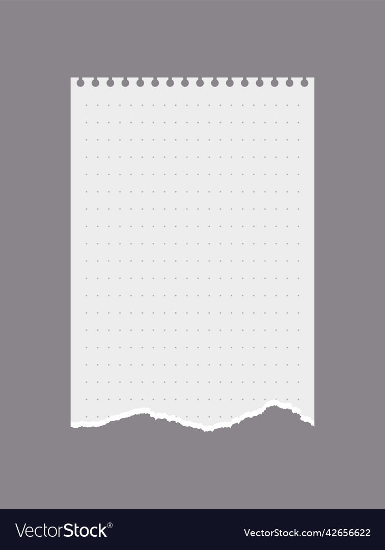 Torn piece of paper from notebook with dots vector image Torn piece of paper from notebook with dots