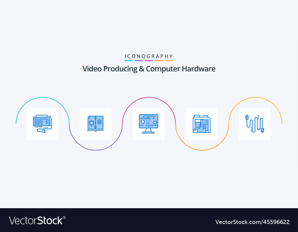 Video producing and computer hardware blue 5 icon