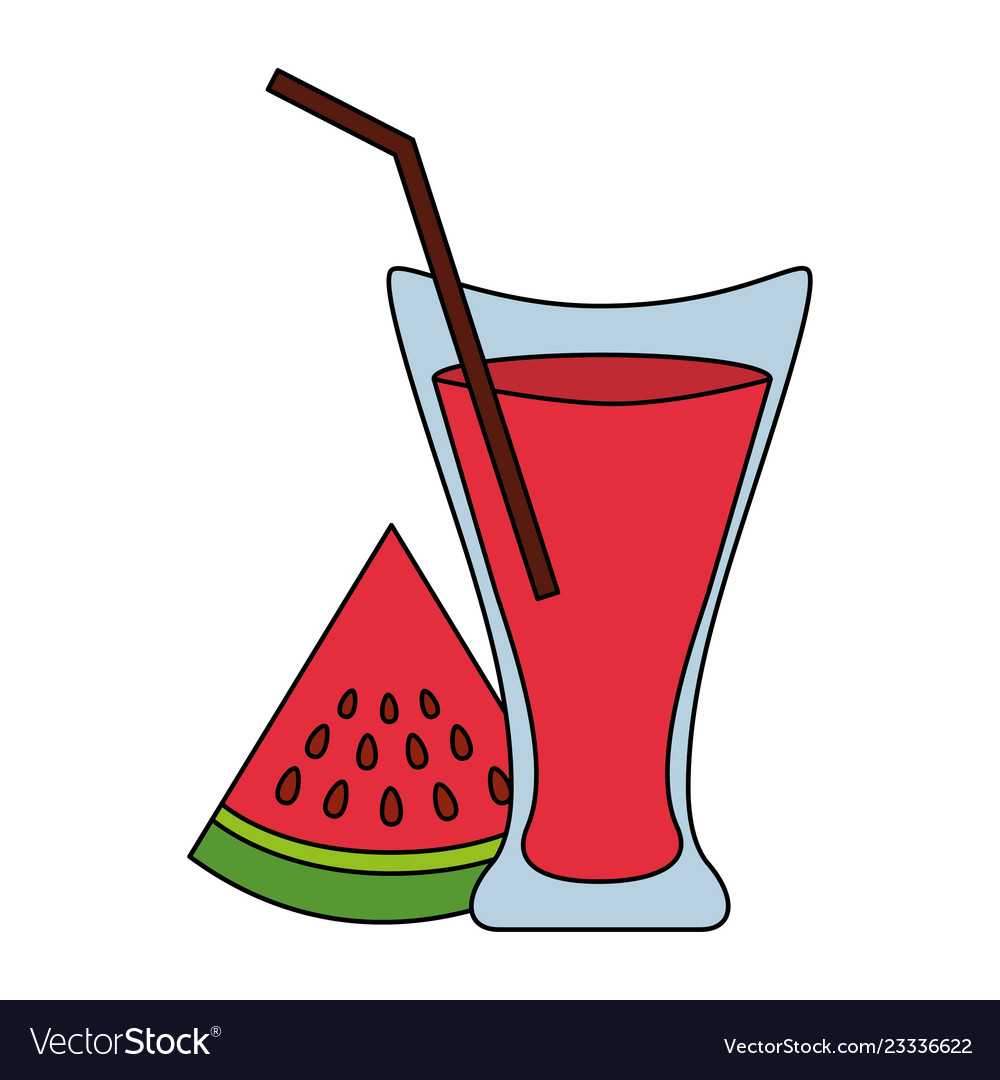 Watermelon juice cup with straw