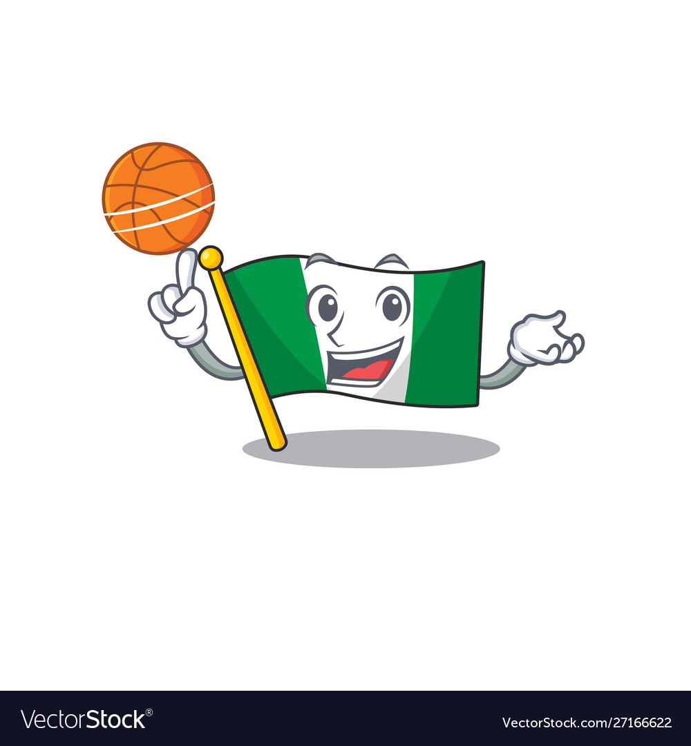 With basketball nigeria flag flew at mascot pole