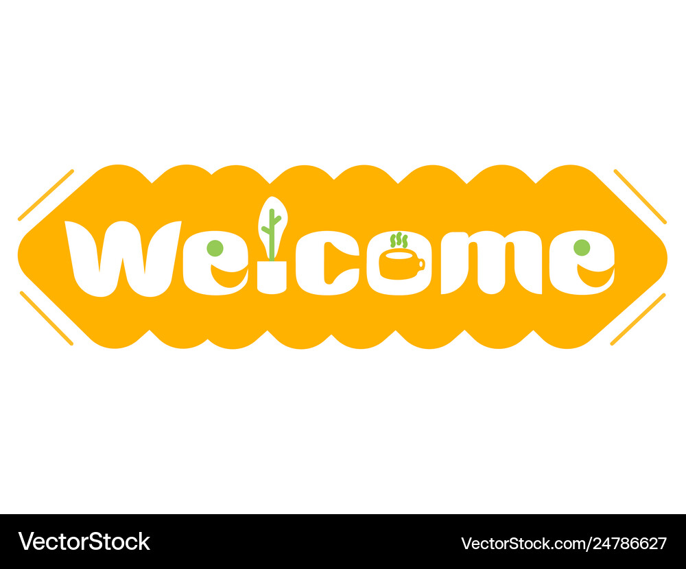 A Long Orange Banner With Word Welcome Royalty Free Vector