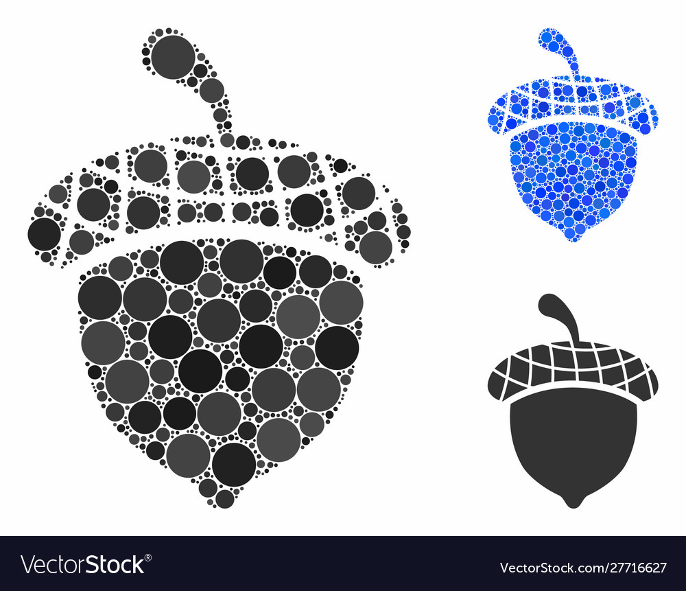 Acorn mosaic icon round dots