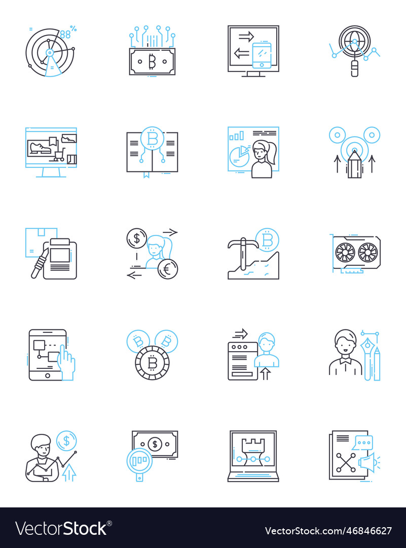 Artificial reality linear icons set virtual Vector Image Artificial reality linear icons set virtual