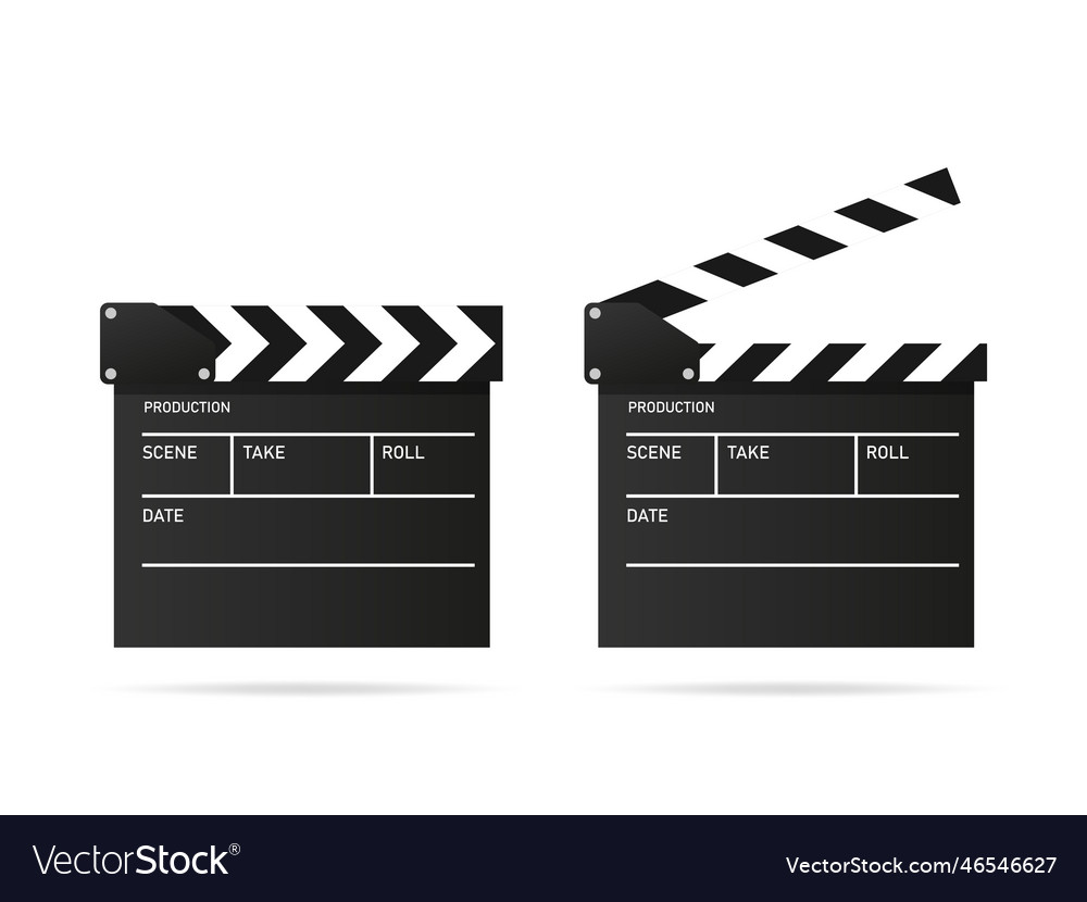 Clapperboard on white background open and closed Vector Image Clapperboard on white background open and closed