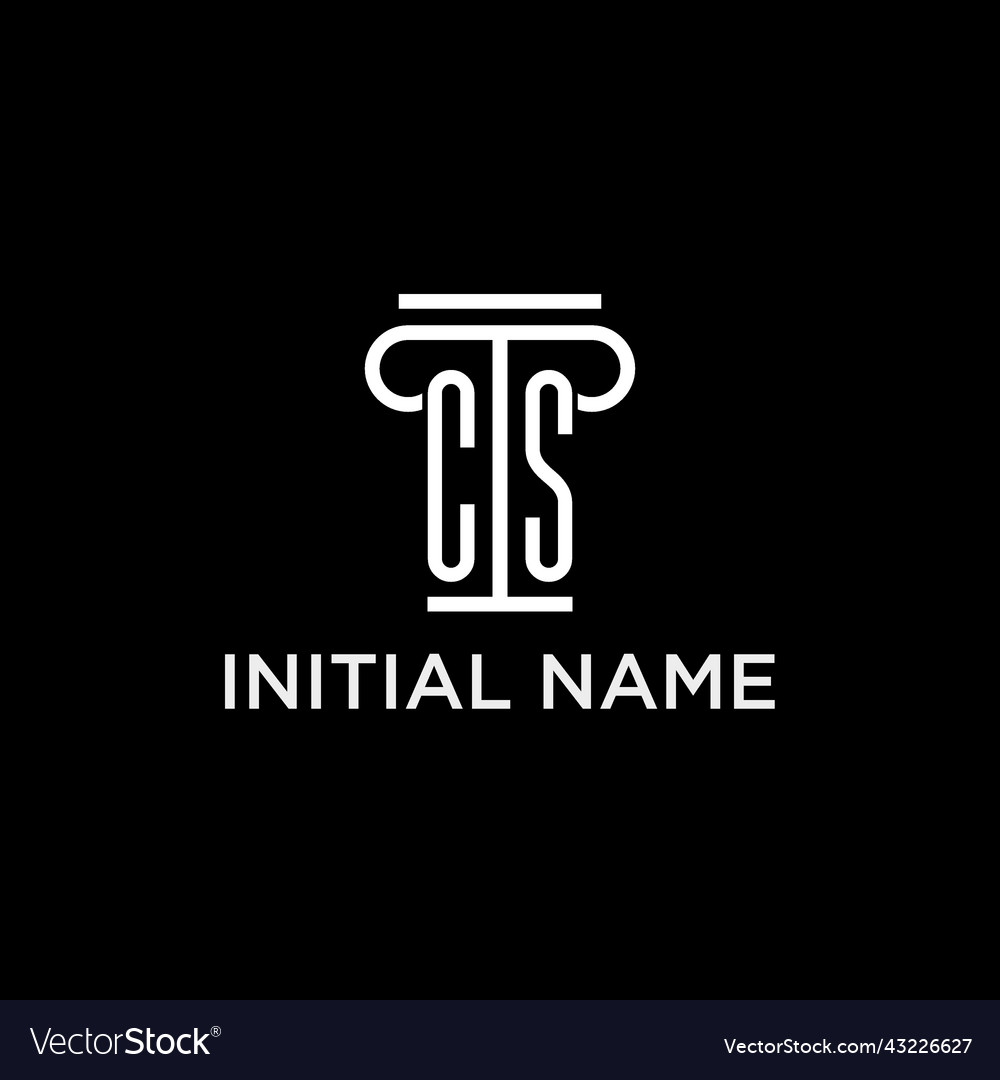 Cs monogram initial logo with pillar shape icon