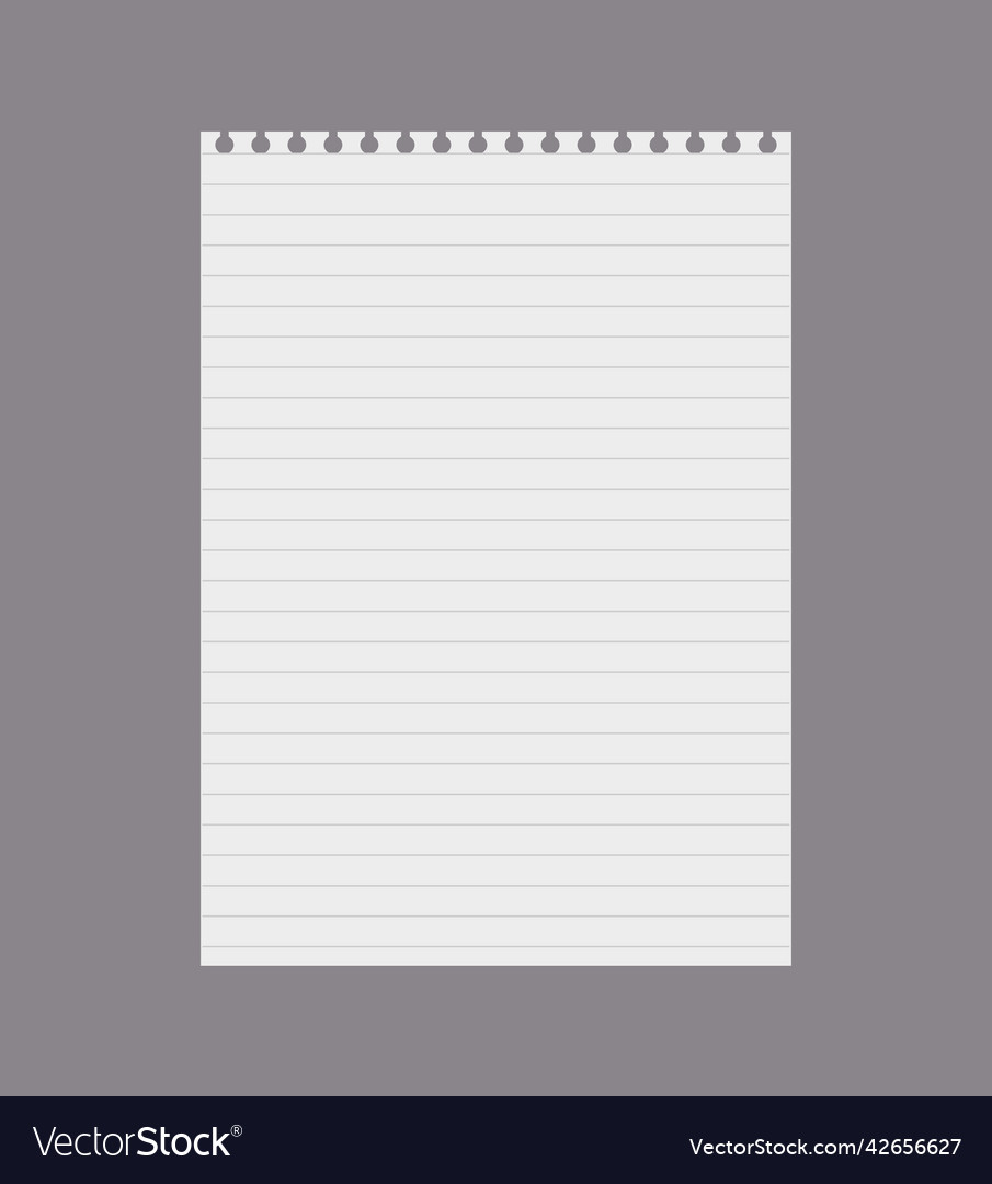 Empty lined torn out notebook piece flat style vector image Empty lined torn out notebook piece flat style