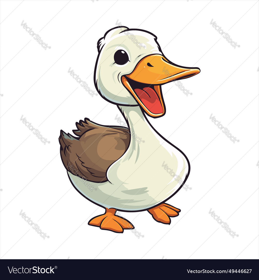 Goose cute funny cartoon kawaii clipart colorful Vector Image